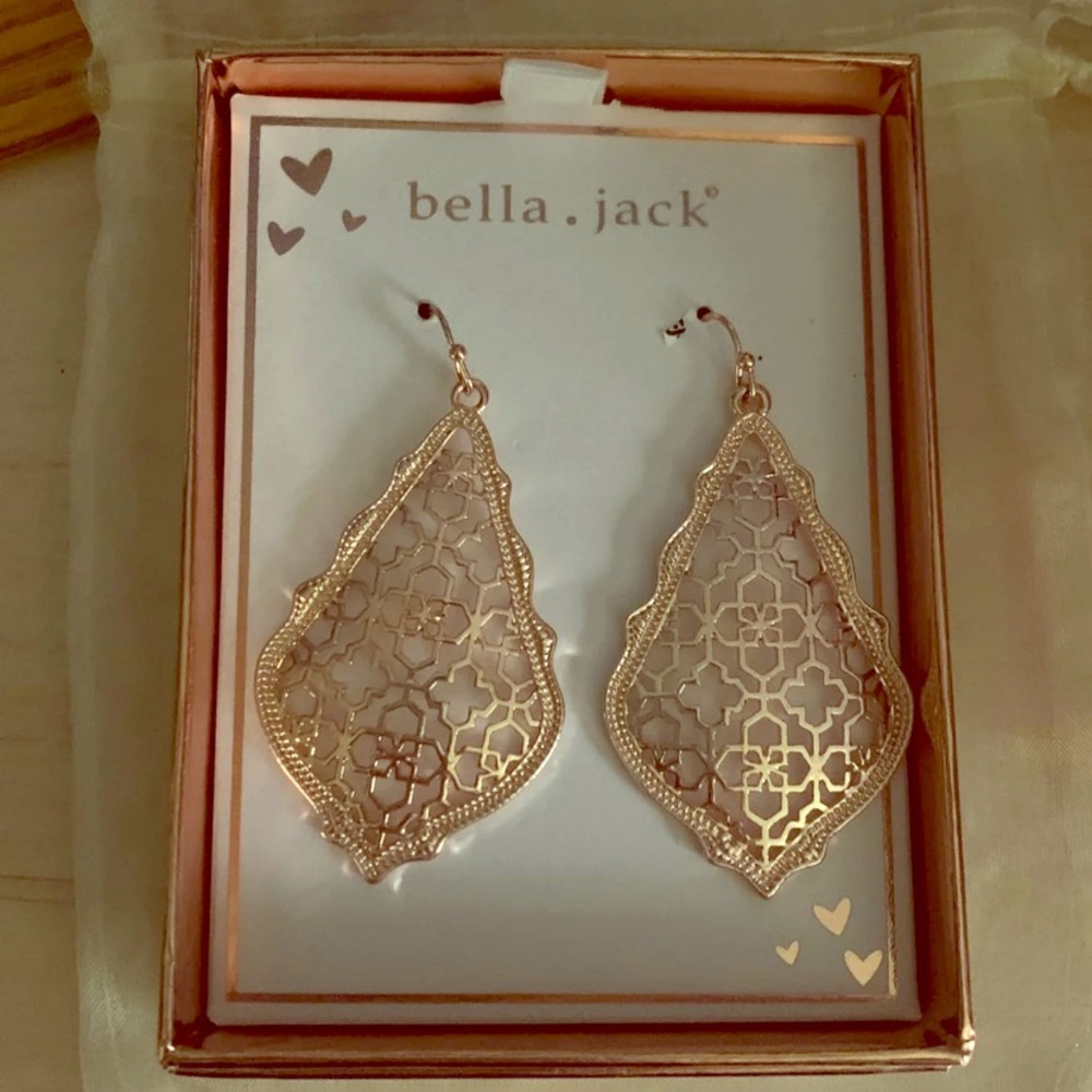 Bella & Jack rose gold dangle earrings NIB